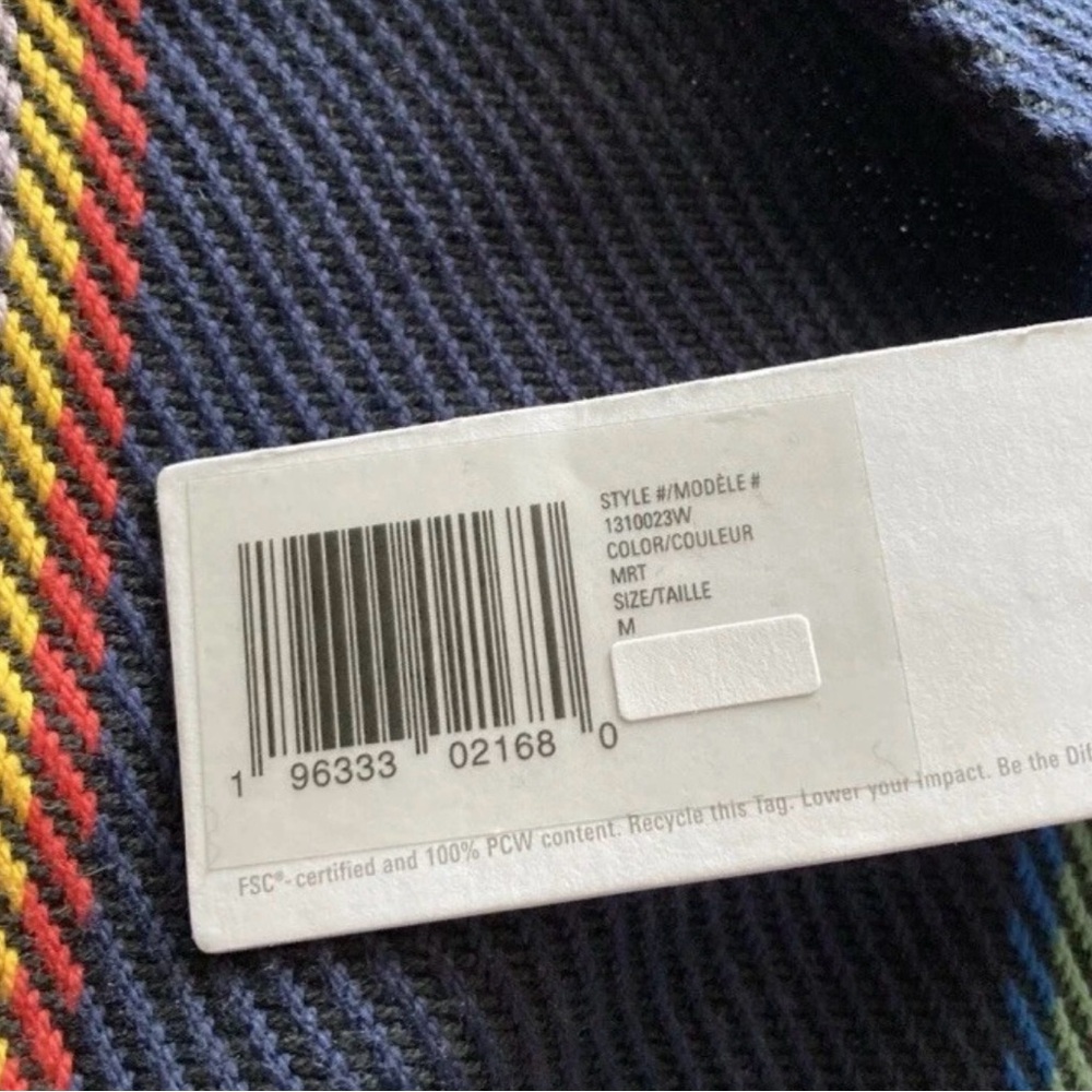 New Outerknown Blanket Shirt Mens Medium Blue Rainbow Stripe Organic Cotton-$148 - Picture 9 of 14